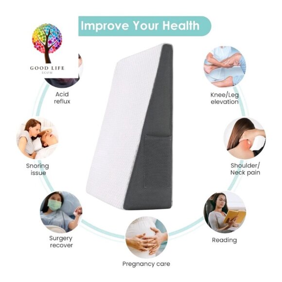 CozyMaker Memory Foam Bed Wedge Pillow 24 x 24 x 7.5" For Sleeping & Leg Support - Picture 5 of 11